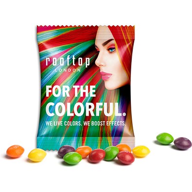Skittles im Werbetütchen, 10 g, Folie transparent, inkl. Druck