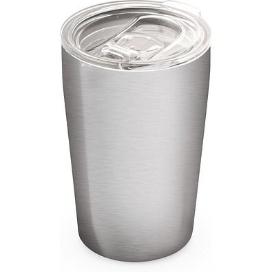 SLIDER. Reisebecher (Sublimation) aus Edelstahl 380 ml, Satinsilber