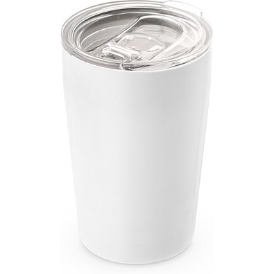 SLIDER. Reisebecher (Sublimation) aus Edelstahl 380 ml, Weiß