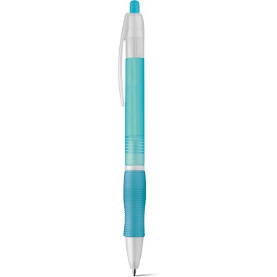 SLIM BK. Kugelschreiber aus ABS mit Gummigriff, Hellblau