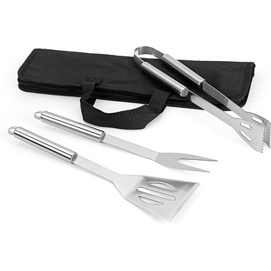 SOARES. Grill - Set aus Edelstahl 3-teilig bestehend, Schwarz