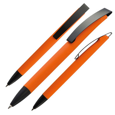Softtouch-Drehkugelschreiber Winnipeg, blaue Mine, orange