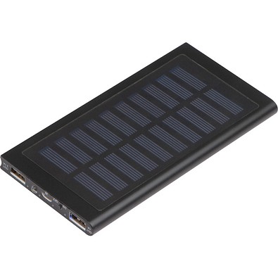 Solar-Powerbank aus Metall, 8.000 mAh, schwarz