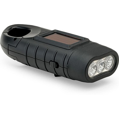 SOLARKY. Kompakte 0.5 W ABS-Taschenlampe mit 3 weißen LEDs mit 90 Lumen, Schwarz