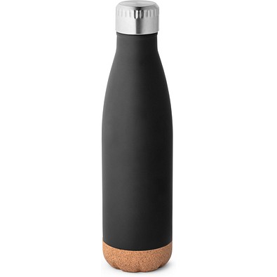 SOLBERG. Thermosflasche aus Edelstahl und Korkboden, 560 ml, Schwarz