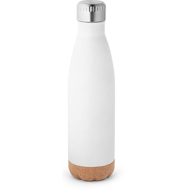 SOLBERG. Thermosflasche aus Edelstahl und Korkboden, 560 ml, Weiß