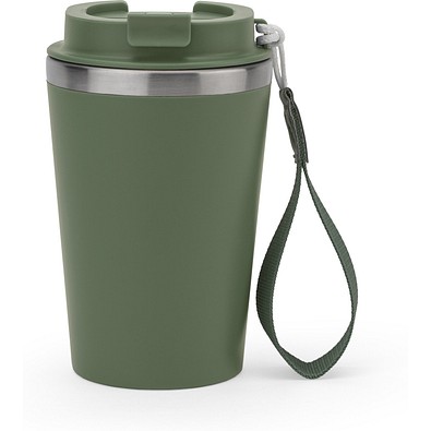 SPITZ. Reisebecher aus Edelstahl (90 % recycelt) und Außenwand aus PP mit matter Oberfläche 440 ml, Khaki