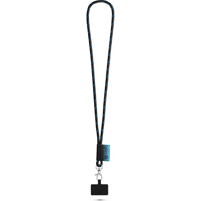 STAFFORD. SET Lanyard NAUTIC Long (Ø 7 mm) mit 9 mm Schnappkarabiner und Handyhalterung, Schwarz/Königsblau