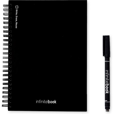 STARTER KIT INFINITEBOOK A5. Kit bestehend aus einem "Infinitebook", Reinigungsset, Marker und Markerhalter, Schwarz