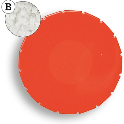 Super Mini Clic Clac Box, 12 g, Pfefferminzpastillen extra stark, PMS 021 C, ohne Druck
