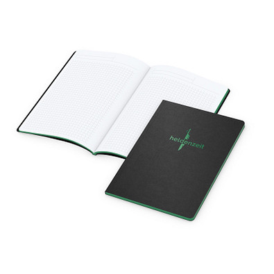 Geiger-Notes Tablet-Book A5 schwarz, Farbschnitt und Prägung in grün
