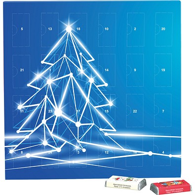 Täfelchen Adventskalender, Alpenmilch-Schokotäfelchen, LED Tanne