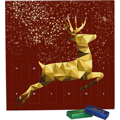 Täfelchen Adventskalender, Lindt Schokotäfelchen, Rentier, Gold