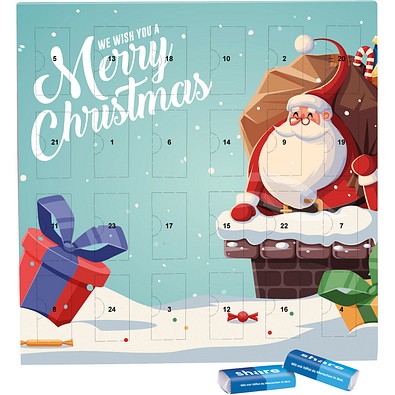 Täfelchen Adventskalender, share Schokotäfelchen, Weihnachtsmann im Kamin