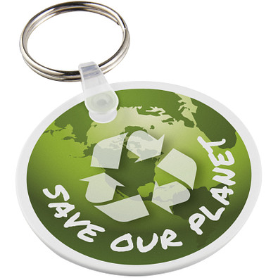 Tait kreisförmiger Schlüsselanhänger aus recyceltem Material, weiß