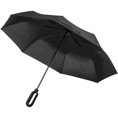 Taschenschirm aus Pongee mit Karabinergriff, schwarz