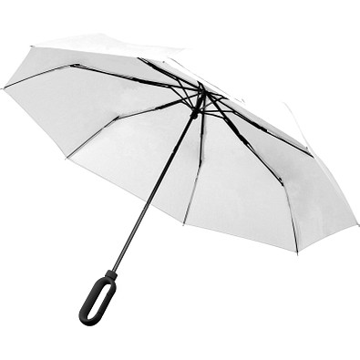 Taschenschirm aus Pongee mit Karabinergriff, weiss