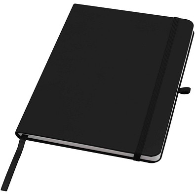 Teak A5 Hardcover Notizbuch, liniert, aus recyceltem Material, schwarz