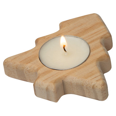 Teelichthalter aus Holz, beige