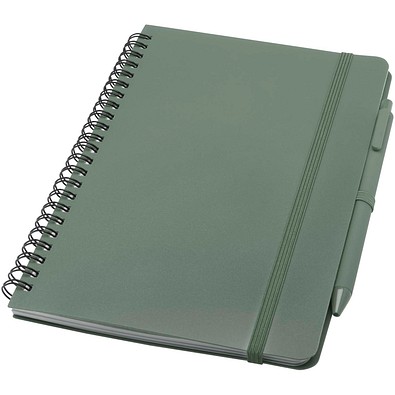 Thalaasa A5 Hardcover Notizbuch mit Kugelschreiber (schwarze Mine), heather grün