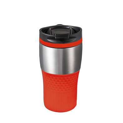Thermobecher RETUMBLER-BAYAMO MEZZO CORPORATE, silber/rot
