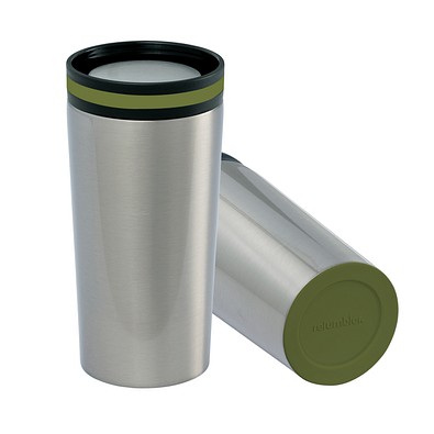 Thermobecher RETUMBLER-myDRINQEO, silber/dunkelgrün