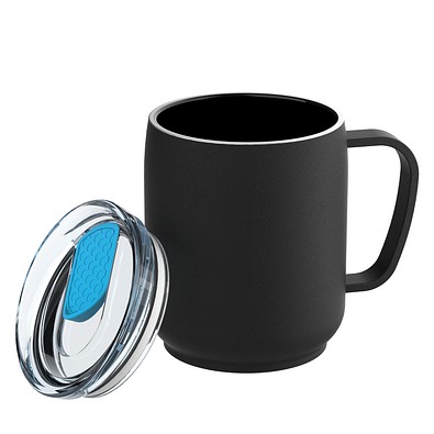 Thermotasse RETUMBLER-myNIZZA CERAMIC, schwarz/hellblau