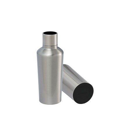 Thermotrinkflasche RETUMBLER-myDRINQEO 500, silber/schwarz
