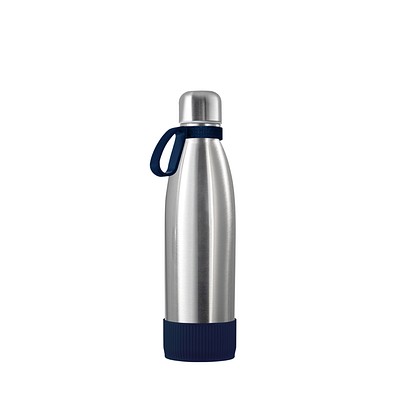 Thermotrinkflasche RETUMBLER-NIZZA, silber/dunkelblau/dunkelblau