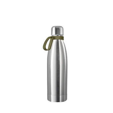 Thermotrinkflasche RETUMBLER-NIZZA, silber, Ring dunkelgrün