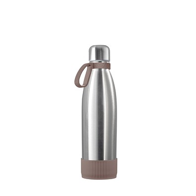 Thermotrinkflasche RETUMBLER-NIZZA, silber, Sleeve braun