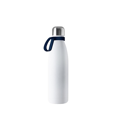 Thermotrinkflasche RETUMBLER-NIZZA, weiß, Ring dunkelblau