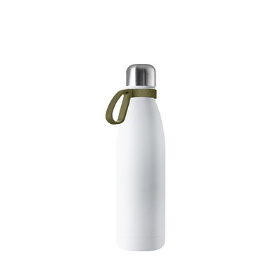 Thermotrinkflasche RETUMBLER-NIZZA, weiß, Ring dunkelgrün