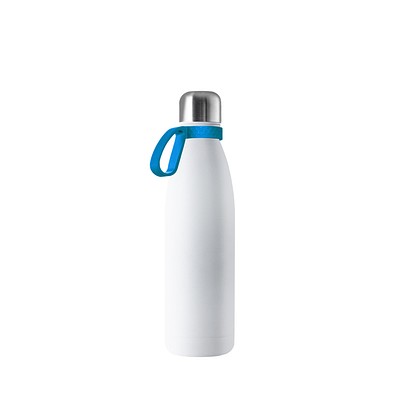 Thermotrinkflasche RETUMBLER-NIZZA, weiß, Ring hellblau