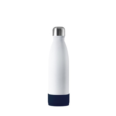 Thermotrinkflasche RETUMBLER-NIZZA, weiß, Sleeve dunkelblau