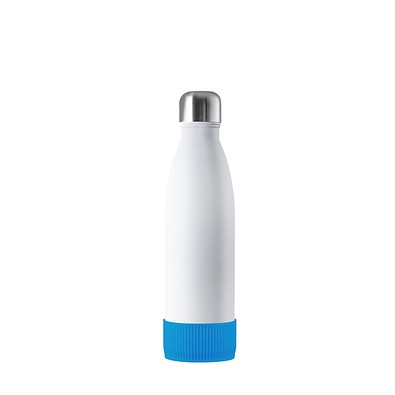 Thermotrinkflasche RETUMBLER-NIZZA, weiß, Sleeve hellblau