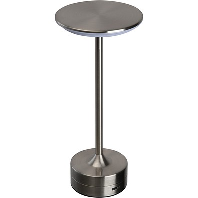 Tischlampe aus Edelstahl, silbergrau