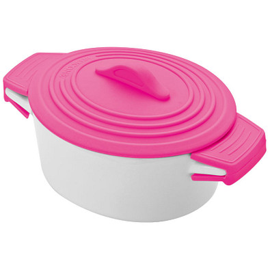 Topf aus Porzellan mit Silikondeckel Delhi,pink