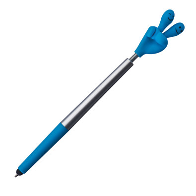 Touch-Kugelschreiber Smile-Hand, blaue Mine, Hellblau