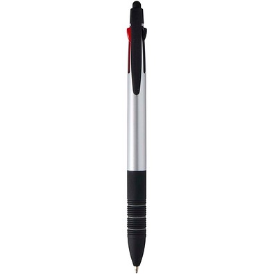 Trine 3-Farben RCS recycelter Kugelschreiber mit Stylus, silber