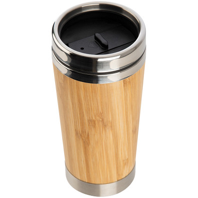 Trinkbecher aus Edelstahl mit einer Bambussummantelung, 400 ml, hellbraun
