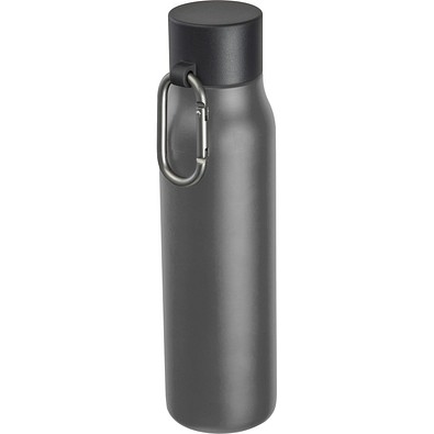 Trinkflasche mit Karabiner, 600ml , anthrazit
