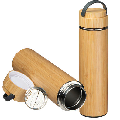 Trinkflasche mit Teesieb Bambus, beige