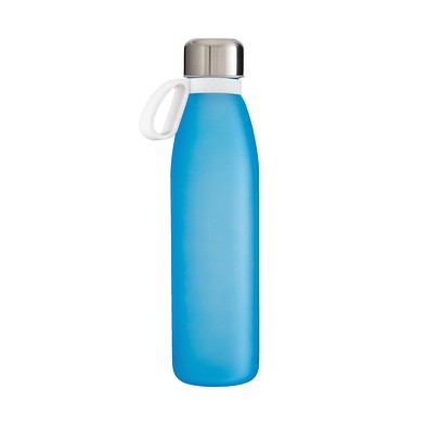 Trinkflasche RETUMBLER-myTOULON GLASS, hellblau, Ring weiß