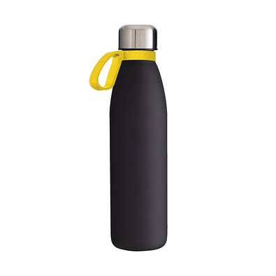 Trinkflasche RETUMBLER-myTOULON GLASS, schwarz, Ring gelb