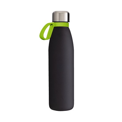 Trinkflasche RETUMBLER-myTOULON GLASS, schwarz, Ring hellgrün