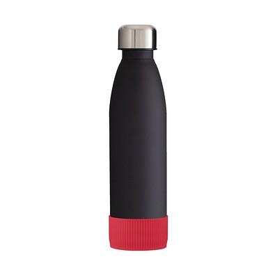 Trinkflasche RETUMBLER-myTOULON GLASS, schwarz, Sleeve rot