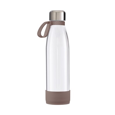 Trinkflasche RETUMBLER-myTOULON GLASS, transparent/braun/braun