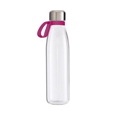 Trinkflasche RETUMBLER-myTOULON GLASS, transparent, Ringmagenta