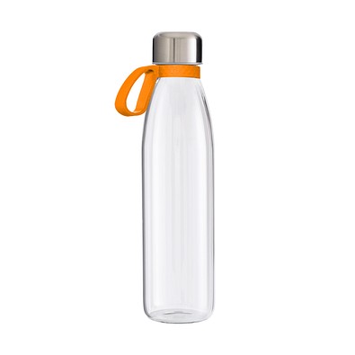 Trinkflasche RETUMBLER-myTOULON GLASS, transparent, Ringorange